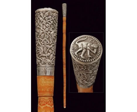 dating: 1935 provenance: India, Interesting, bamboo haft, dated '1935' and richly decorated with inscriptions, one chart, var