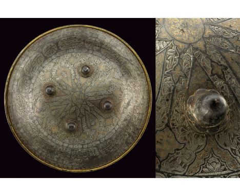 dating: 19th Century provenance: Indopersia, Made of iron, of round, convex shape and provided with four, flower-shaped studs