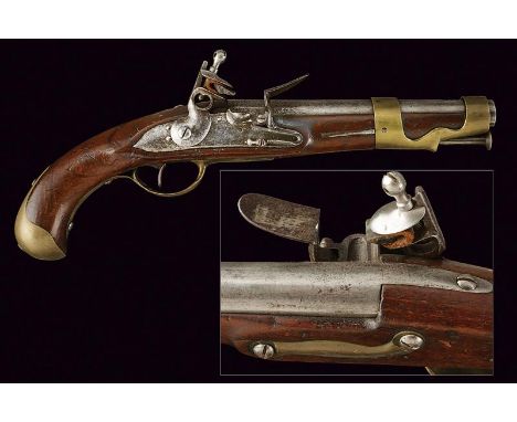 dating: late 18th Century provenance: France, Round, smooth-bore, 18 mm cal. barrel. Lock without marking. Wooden, full stock