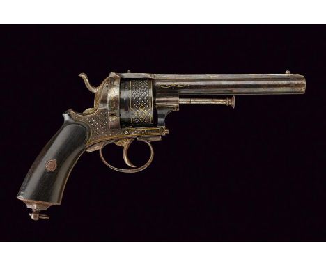 dating: about 1870 provenance: Liege, Round, rifled, 11 mm cal. barrel, with high rib, provided with rear and fore-sight; six