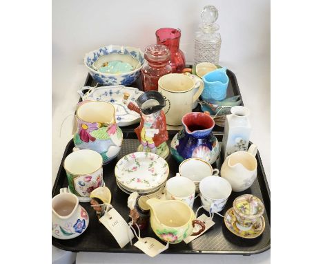 Miscellaneous selection of porcelain and glass; including Toby Jugs various, Copenhagen leaf pattern dish, Royal Worcester Ki