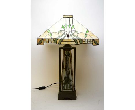 A Tiffany-style lamp and shade.