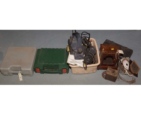 A Farm FCDB2400 drill in case, along with a Bosch PSR12 drill in case, along with power and other tools; also including a sma