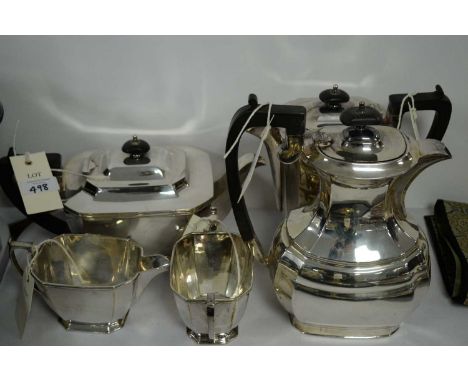 An EPNS five-piece tea service, comprising tea pot, water pot, sugar bowl and cream jug. (5)