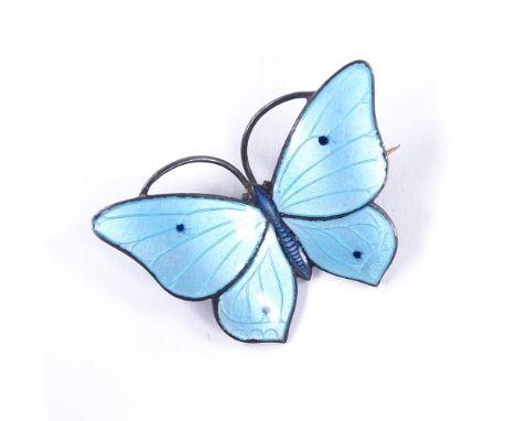 MARIUS HAMMER - a Vintage Norwegian silver and light blue enamel butterfly brooch, wingspan 37.9mm, 7.4g

Very good original 
