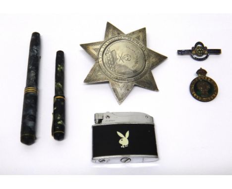 A star shaped badge, detailed The Immortal Memory of Wm 111 Zion Lodge No 69, Momento Mori, apparently unmarked, a Conway Ste