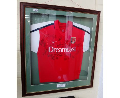 Sporting memorabilia; a signed Arsenal shirt 2001-2002 season, with presentation plaque 'Arsenal League Champions 2001-2002',