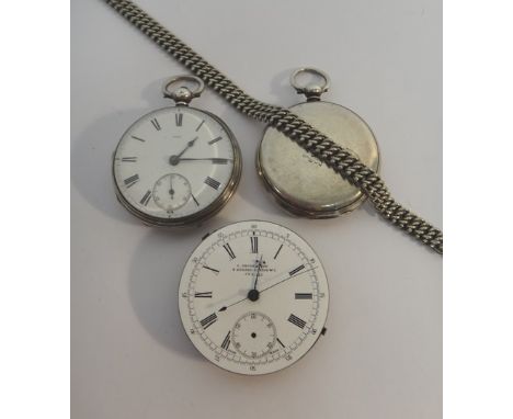 A Swiss key wind, hunting cased fob watch, the cylinder movement, detailed Steffel & Cartier A Geneve, the signed enameled di