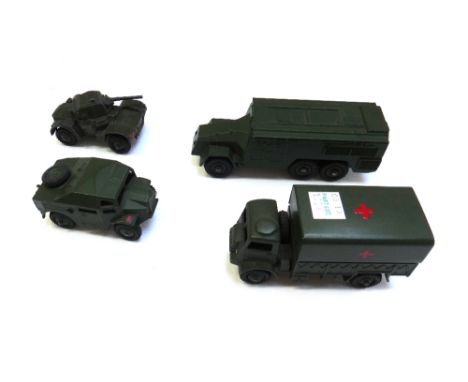 A quantity of vintage Dinky die-cast military vehicles, including; 623 army wagon, 677 armoured command vehicle, 621 3-ton ar
