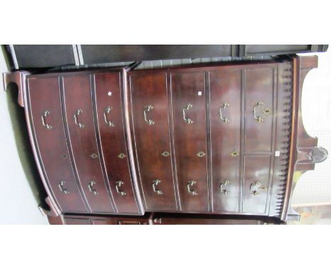 A George III style mahogany bowfront chest of two short and six long graduated drawers on ogee bracket feet, 113cm wide x 207