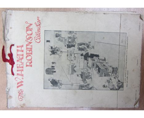 HEATH ROBINSON  -  The W. Heath Robinson Calendar (for 1938); pictorial paper covers (with red ribbon tie) & 52 inimitable ca
