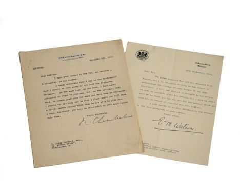 NEVILLE CHAMBERLAIN  - Letters concerning the Edgebaston constituency and his agent there, T.Avery Radford. In 1929 Chamberla
