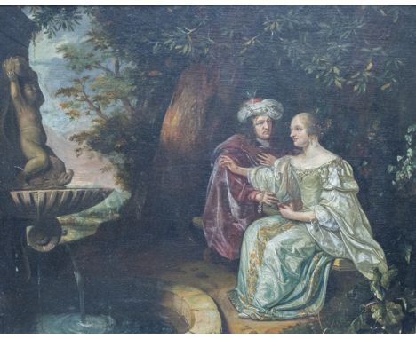 Matthiijs Naiveu (1647-1726), Vertumnus and Pomona, oil on panel, 40cm x 50cm.  Illustrated
