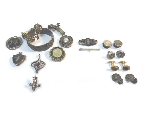 A mauve and colourless paste set pendant, detailed 935, a gem set bracelet, probably Austro Hungarian, an Oriental hinged ban