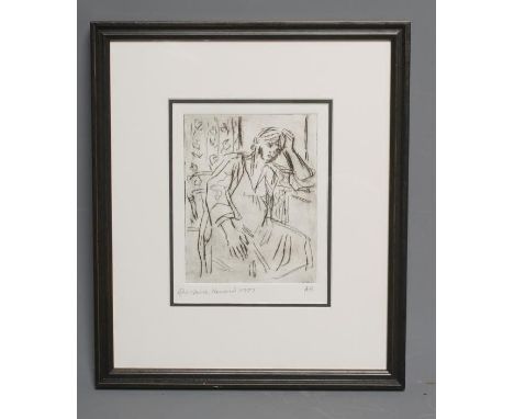GHISLAINE HOWARD (b.1953), Pregnant, Self Portrait, drypoint, artist's proof, signed in pencil, dated 1987, plate size 7" x 5