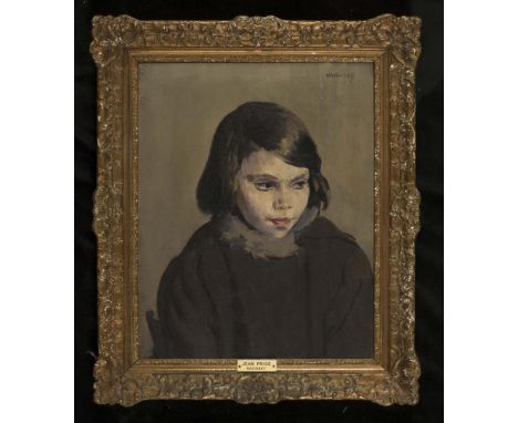 PHILIP NAVIASKY (1894-1983), Portrait of a Young Girl in a Brown Coat, quarter length, oil on canvas, signed, inscribed "Jean
