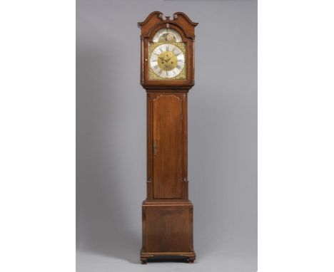 A MAHOGANY LONGCASE CLOCK by John Grundy, Whalley, the eight day movement with anchor escapement striking on a bell, 13 1/2" 