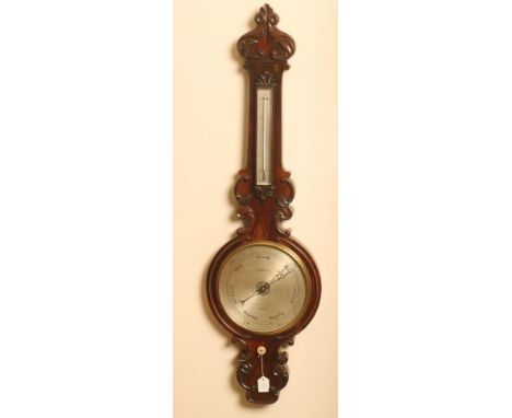 A ROSEWOOD CASED WHEEL BAROMETER by L. Casella, Maker to the Admiralty London, the 9 1/2" silvered register with brass bezel 