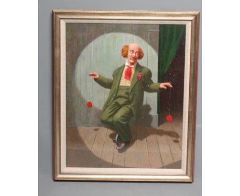 JOHN VIVIAN ROBERTS (Welsh 1923-2003), Portrait of a Clown, full length, oil on board, signed with initials, dated (19)88, 24