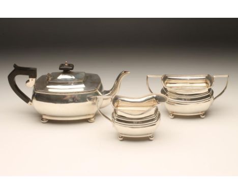 A COMPOSITE THREE PIECE SILVER TEA SERVICE, maker Blankensee & Son Ltd., Birmingham 1940 (teapot) and Chester 1935 and 1937, 