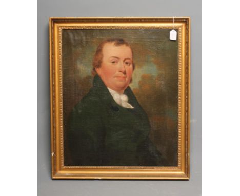 ENGLISH SCHOOL (Early/Mid 19th Century), Portrait of Theophilus Hill of Hull wearing a Green Coat and Necktie, quarter length