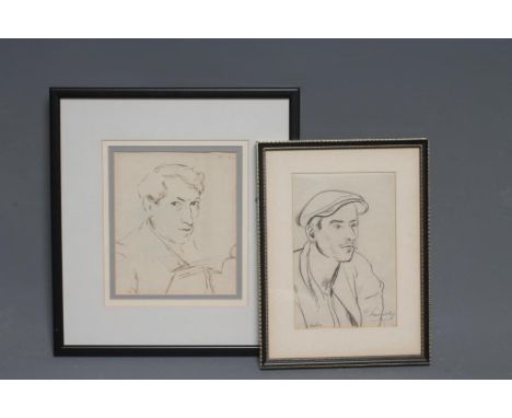 PHILIP NAVIASKY (1894-1983), Portrait of Victor, black pencil on paper, signed and inscribed, 7" x 4 3/4", together with anot