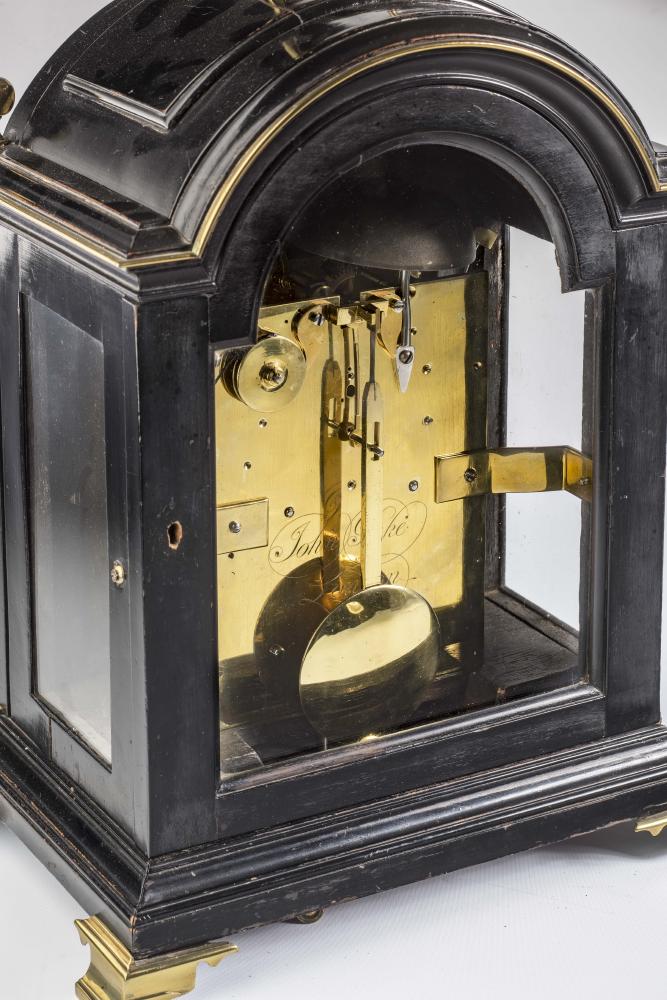 AN EBONISED BRACKET CLOCK by John Pike, London, mid 18th century, the