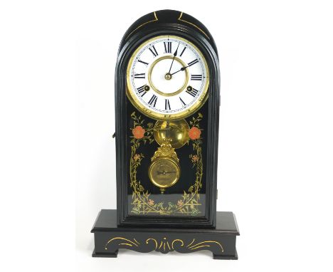An American (Jerome &amp; Son) eight day striking clock, late 19th century, applied with printed 'Jerome &amp; Co/New Haven, 