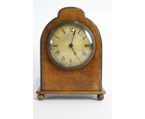 A Swiss (Buren) eight day mantel clock, the metal dial with Roman numerals, the brass movement stamped 'Buren/127822/Swiss ma