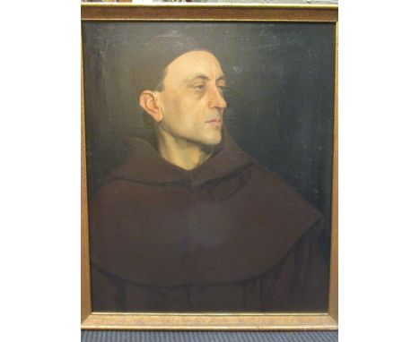 John Willis Walton (British 1889-1918), portrait of a monk, oil on canvas 60 x 50cm  