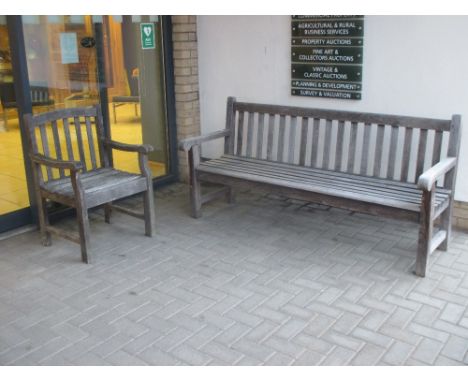 A Garden bench, 182cm and armchair  