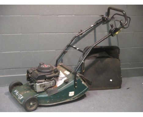 A Hayter 650 series petrol pedestrian mower with collection box and roller  