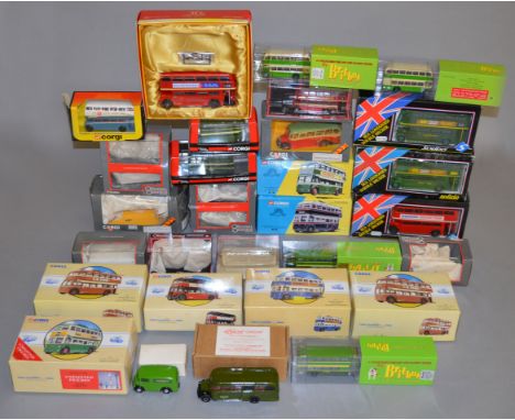 24 x diecast model buses and coaches by Corgi, Solido and similar. Overall appear VG, boxed.