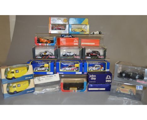 Fourteen boxed diecast models by Corgi, Gama and others together with five John Day model kits, some appear unstarted, some b