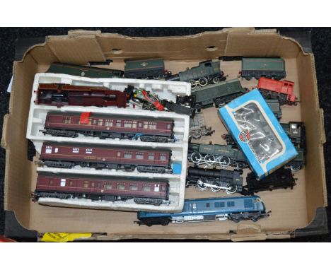 OO Gauge. Thirteen unboxed locomotives and three carriages by Lima,  Mainline, Airfix and others together with a boxed Airfix