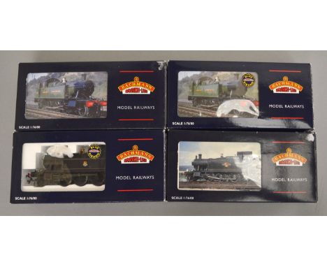OO Gauge. Four boxed Bachmann Locomotives, 32-129 Class 45XX BR Black, 32-127A Class 45XX GWR Green, 32-135 Class 4575 GWR Gr