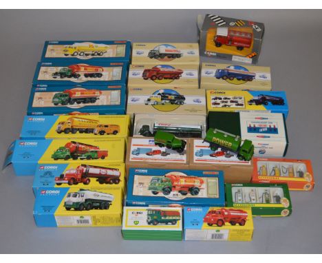 21 x tanker diecast models and accessories, mostly Corgi but includes Promod. Corgi models with tankers are missing petrol pu