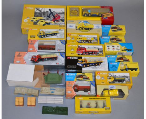 17 x Corgi diecast construction related models and loads, includes London Brick and Blue Circle Cement. Overall appear VG, bo