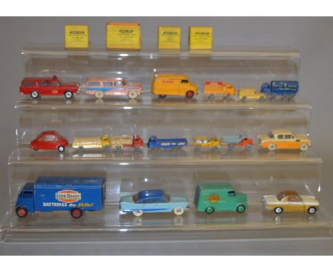 Seventeen playworn unboxed diecast models by Dinky, Corgi and Matchbox including Dinky Guy 'Ever Ready' and trojan 'Cydrax' v