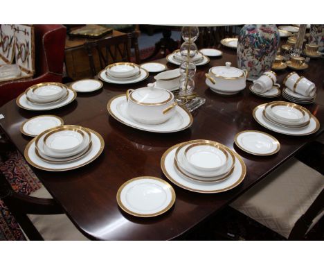A NITTO FINE CHINA PART DINNER SERVICE with gilded decoration together with a Nitto fine China part tea service with gilded d