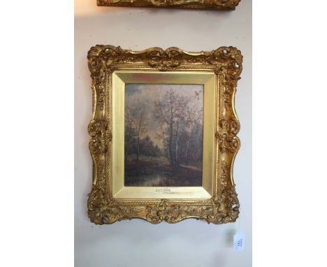 S. WILLIAM - AUTUMN AND SPRING, oil on panel, a pair, each in gilded gesso frames, 19cm x 25cm (2)