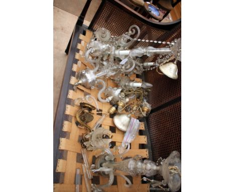 THREE 19TH CENTURY CUT GLASS HANGING LIGHT FITTINGS the largest 51cm in height (AF)