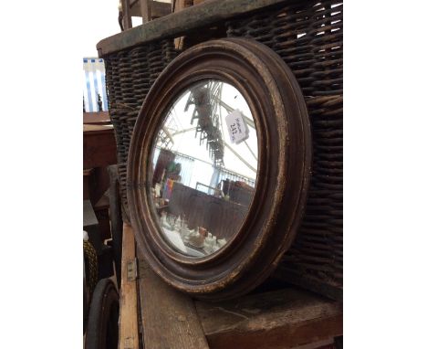 AN EARLY 20TH CENTURY CONVEX WALL MIRROR and a collection of modern light fittings