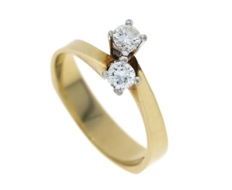 Brillant-Ring GG/WG 585/000 mit 2 Brillanten, zus. 0,30 ct TW-W/SI (1. l. best.), RG 54, 3,6 g