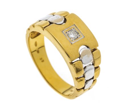 Brillant-Ring GG/WG 750/000 mit einem Brillanten 0,075 ct (gestempelt) W/PI1, RG 61, 8,3 g