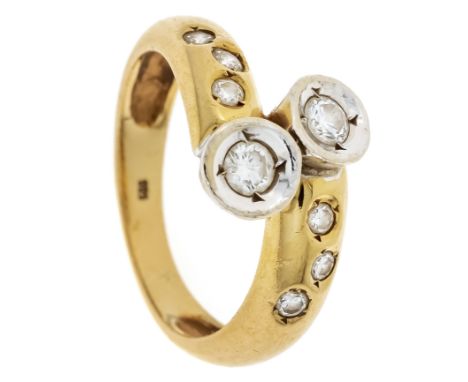 Brillant-Ring GG/WG 585/000 mit 8 Brillanten, zus. 0,35 ct W/VS, RG 50, 4,4 g