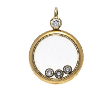 Chopard-Anhänger GG 750/000 mit 4 Brillanten, zus. 0,09 ct TW/VS, L. 22 mm, CHOPARD LUC punziert, 3,2 g