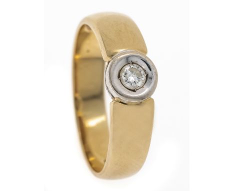 Brillant-Ring GG/WG 585/000 mit einem Brillanten 0,15 ct W/SI-PI, RG 61, 4,7 g