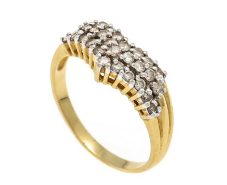 Brillant-Ring GG/WG 585/000 mit 27 Brillanten, zus. 0,22 ct l.get.W/SI, RG 55, 3,4 g