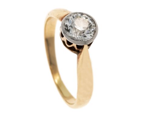 Altschliff-Diamant-Ring GG 585/000 mit einem Altschliff-Diamanten ca. 1,0 ct l.get.W-W/VS (Rundiste l. best.), RG 50, 2,6 g